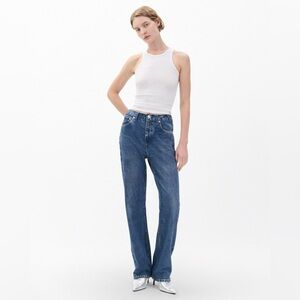 rag & bone Women's Miramar Shea Straight Leg in Denim Blue print